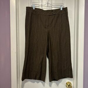 Ann Taylor Loft Capri Brown Pinstripe Trouser Pants Y2K